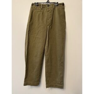 Zara Women's Straight Leg Cargo Pant Khaki/ Green XS 100% Cotton Streetwear Boho